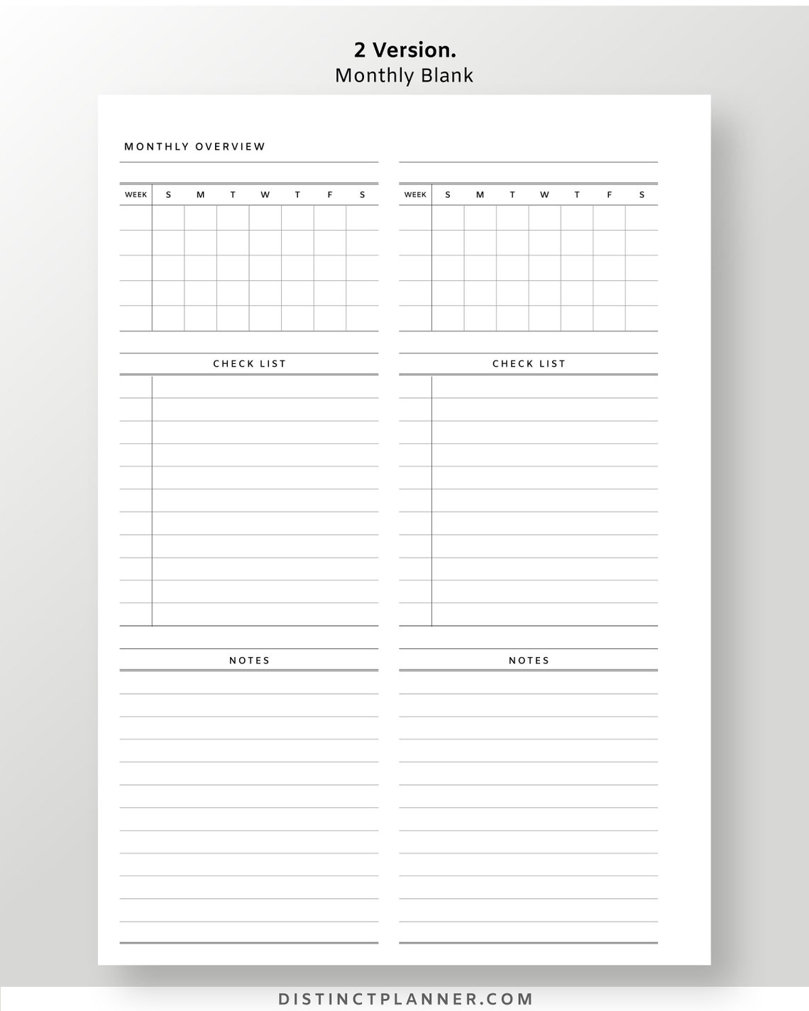 A5 Monthly Overview Printable Undated Planner Inserts Minimalist Month ...