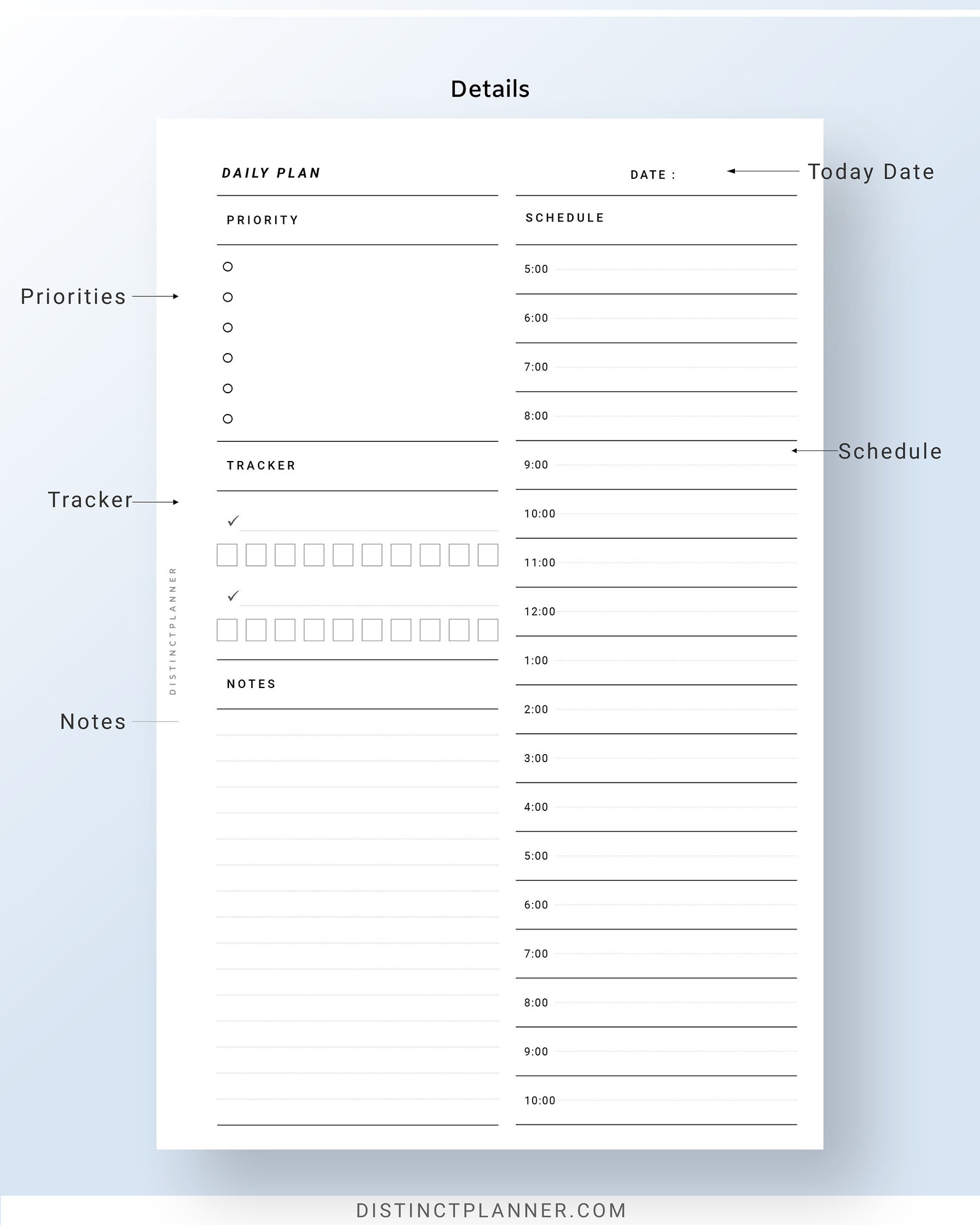 Editable Daily Planner Printable Half Letter Undated Daily | Etsy