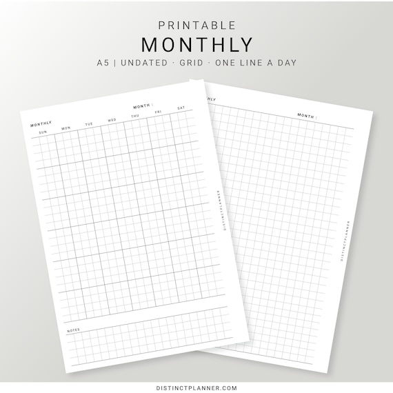 a5-inserts-undated-monthly-one-line-a-day-monthly-planner-etsy