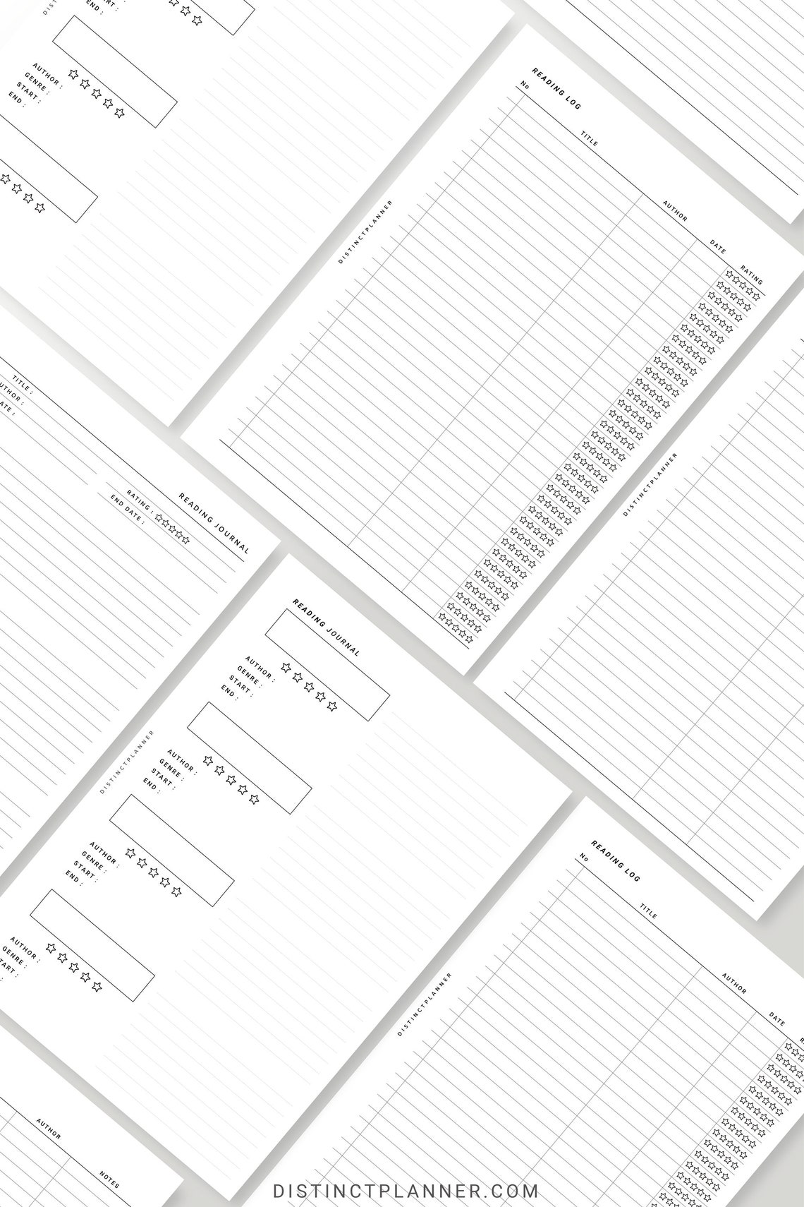 A5 Reading Journal Printable Bundle, Book Review Log Minimal Template ...