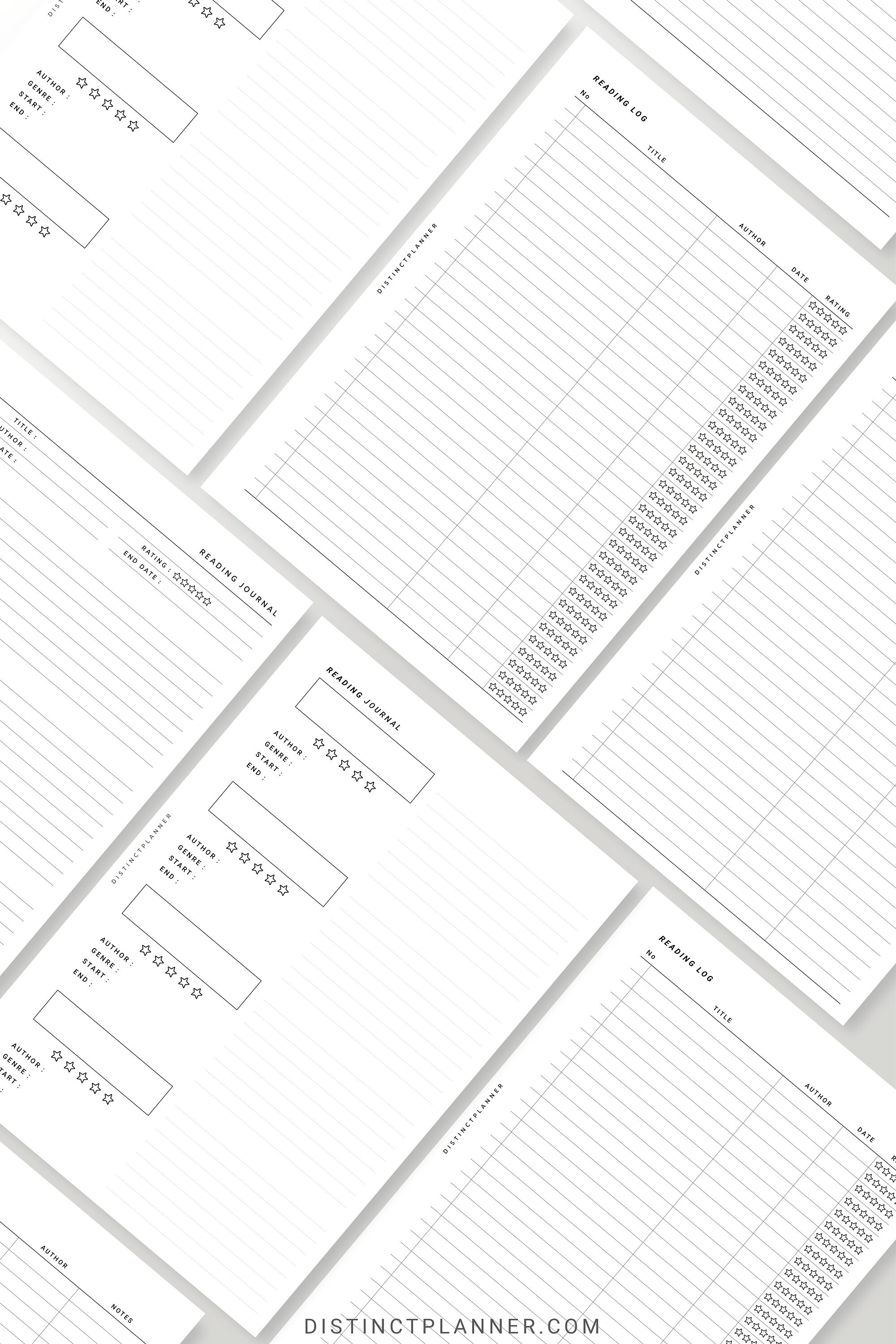 A5 Reading Journal Printable Bundle, Book Review Log Minimal Template ...