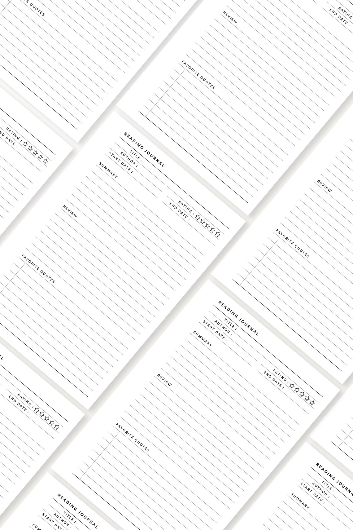 A6 Reading Journal Printable Editable Book Review Template PDF Book ...
