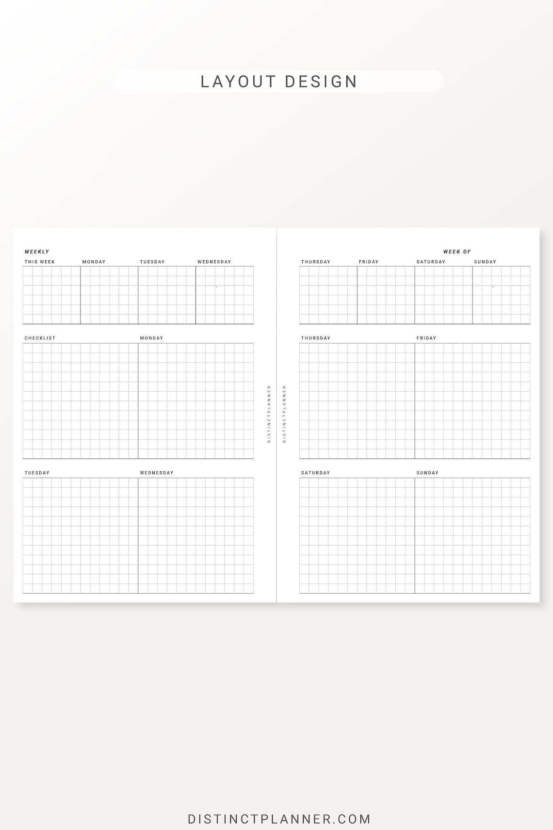 A5 Weekly Planner Printable Inserts Week on Two Pages Grid | Etsy