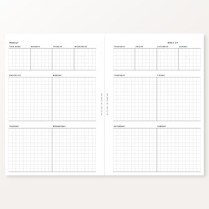 A5 Weekly Planner Printable Inserts Week on Two Pages Grid - Etsy