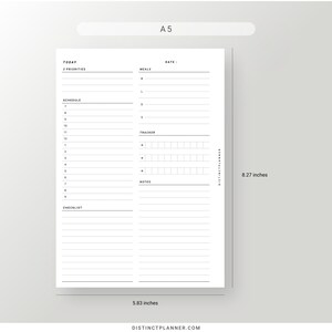 Daily A5 Planner Inserts Printable, Hourly Schedule Organizer Template ...