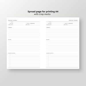 A5 Reading Journal Printable Editable | Book Review Template PDF | Book ...