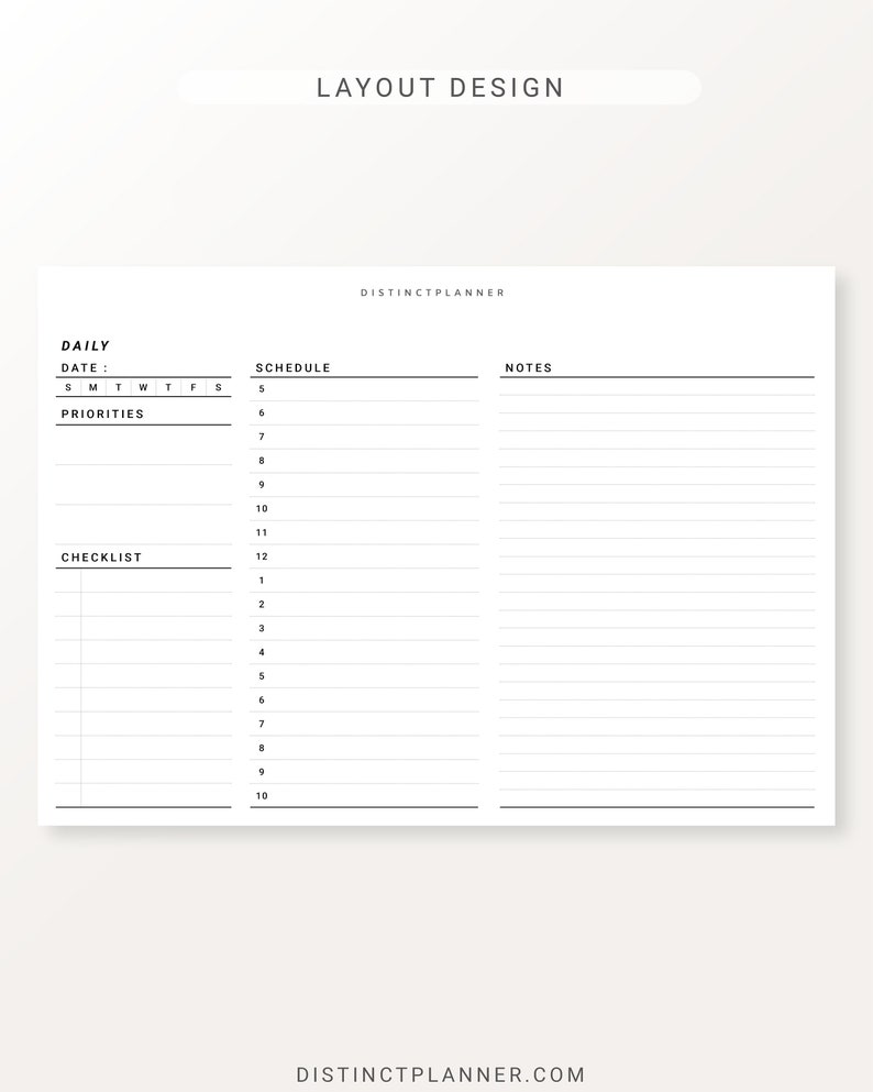 A6 Daily Horizontal Planner Printable Undated Daily Journal - Etsy