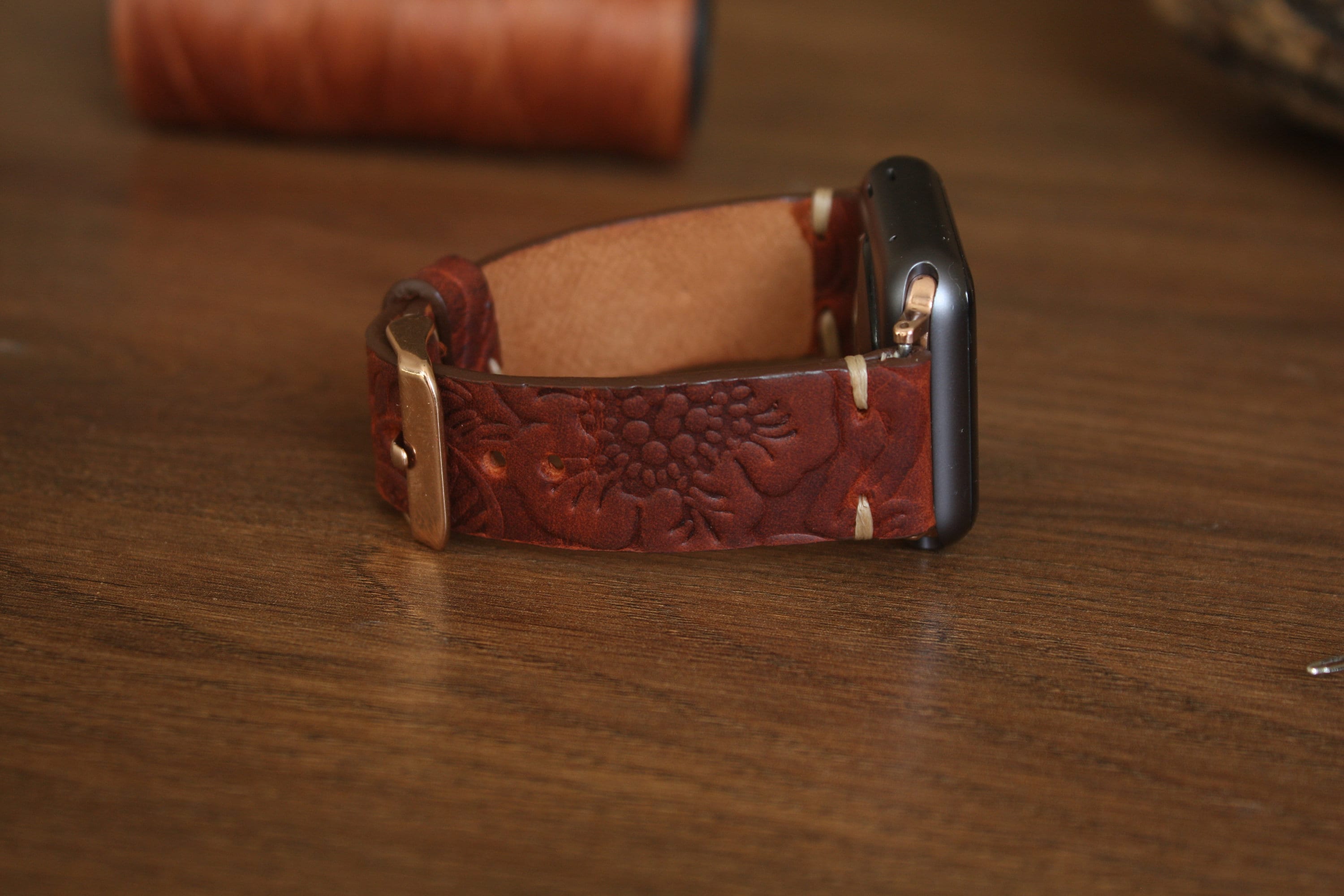 Tooled Leather Apple Watch Band for Women Floral Western Apple Etsy