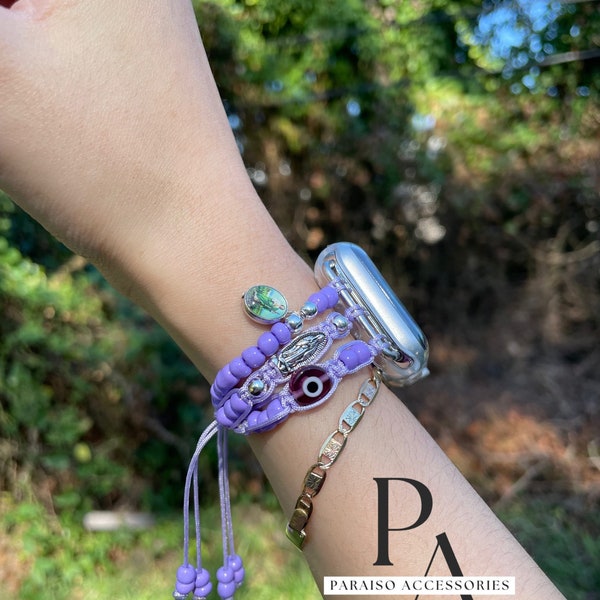 Mal de ojo Morado con Virgencita y San Judas Tadeo Apple Watch Band / Lila Evil Eye mit Virgen Mary und Saint Jude Apple Watch Band