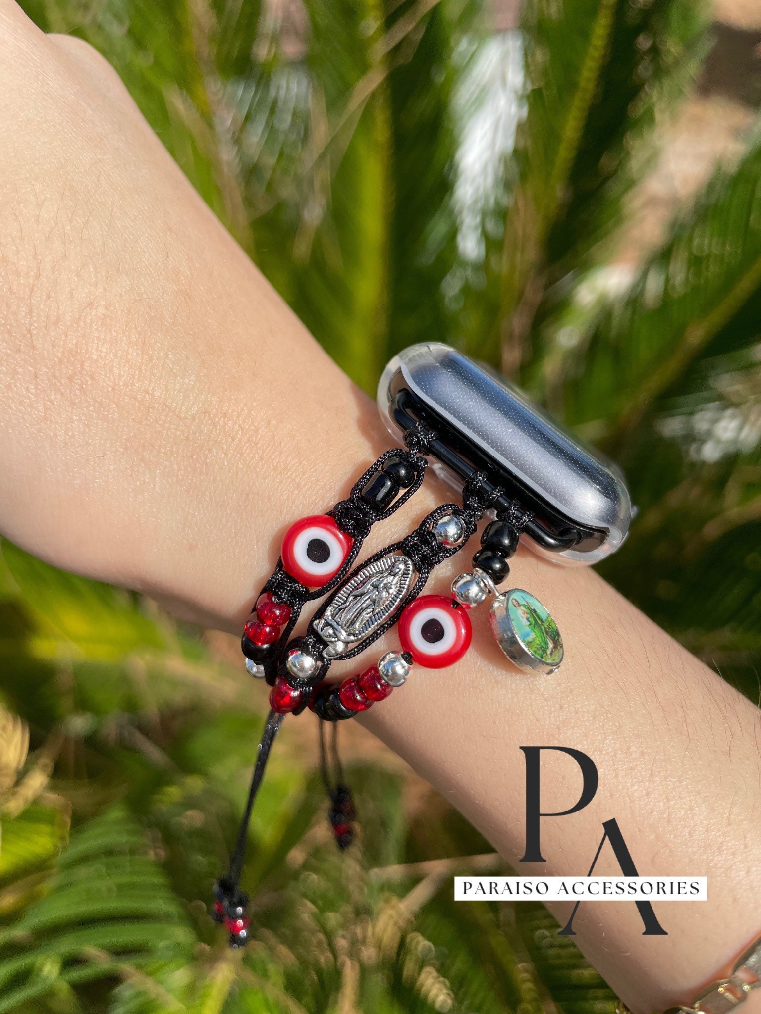Mal de ojo Apple Watch band con san Judas Tadeo, la virgencita/ Evil eye Apple Watch band with Saint judas and the Virgen Mary