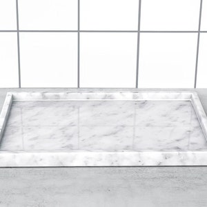 Natürliches weißes Marmortablett, dekoratives Tablett, Badezimmertablett, extra großes Format, italienischer Marmor, Carrara 300x200x20mm