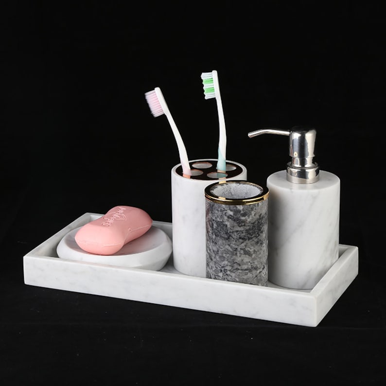 Natural White Marble Bathroom Tray Etsy