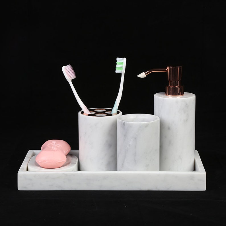 Natural White Marble Bathroom Tray Etsy