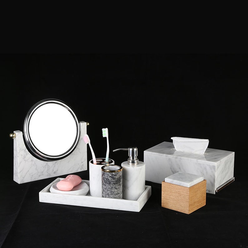 Natural White Marble Bathroom Tray Etsy