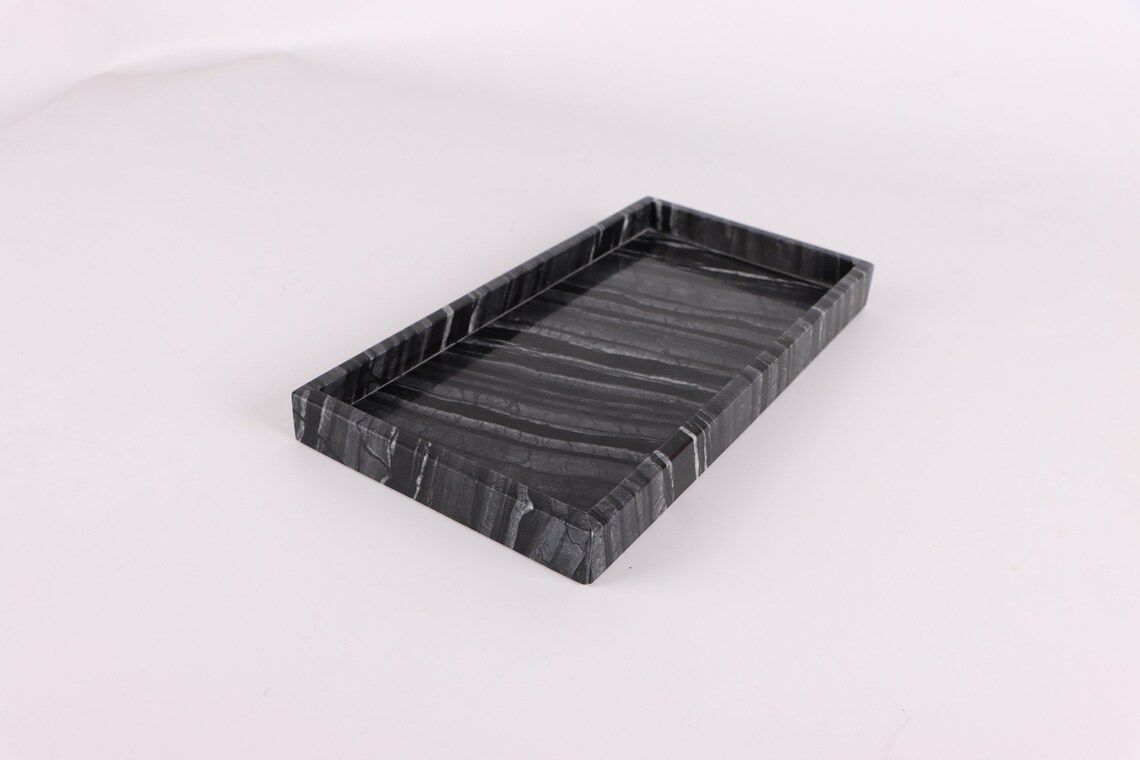 Natural Black Marble Bathroom Tray Etsy