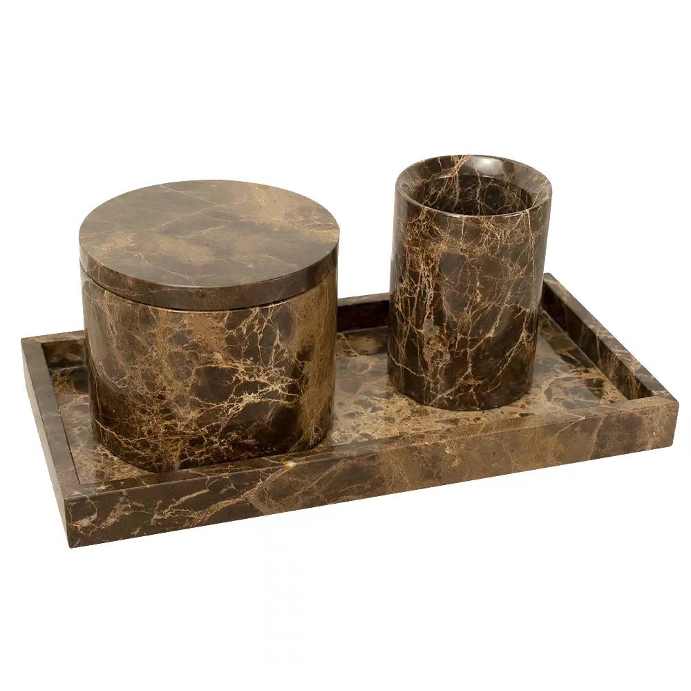Natural Brown Marble Bathroom Tray - Etsy
