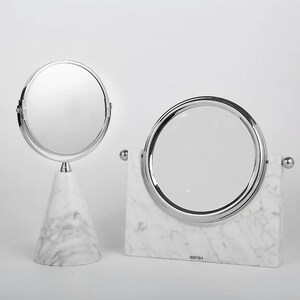 Naturvit marmor dubbelsidig silverramad spegel