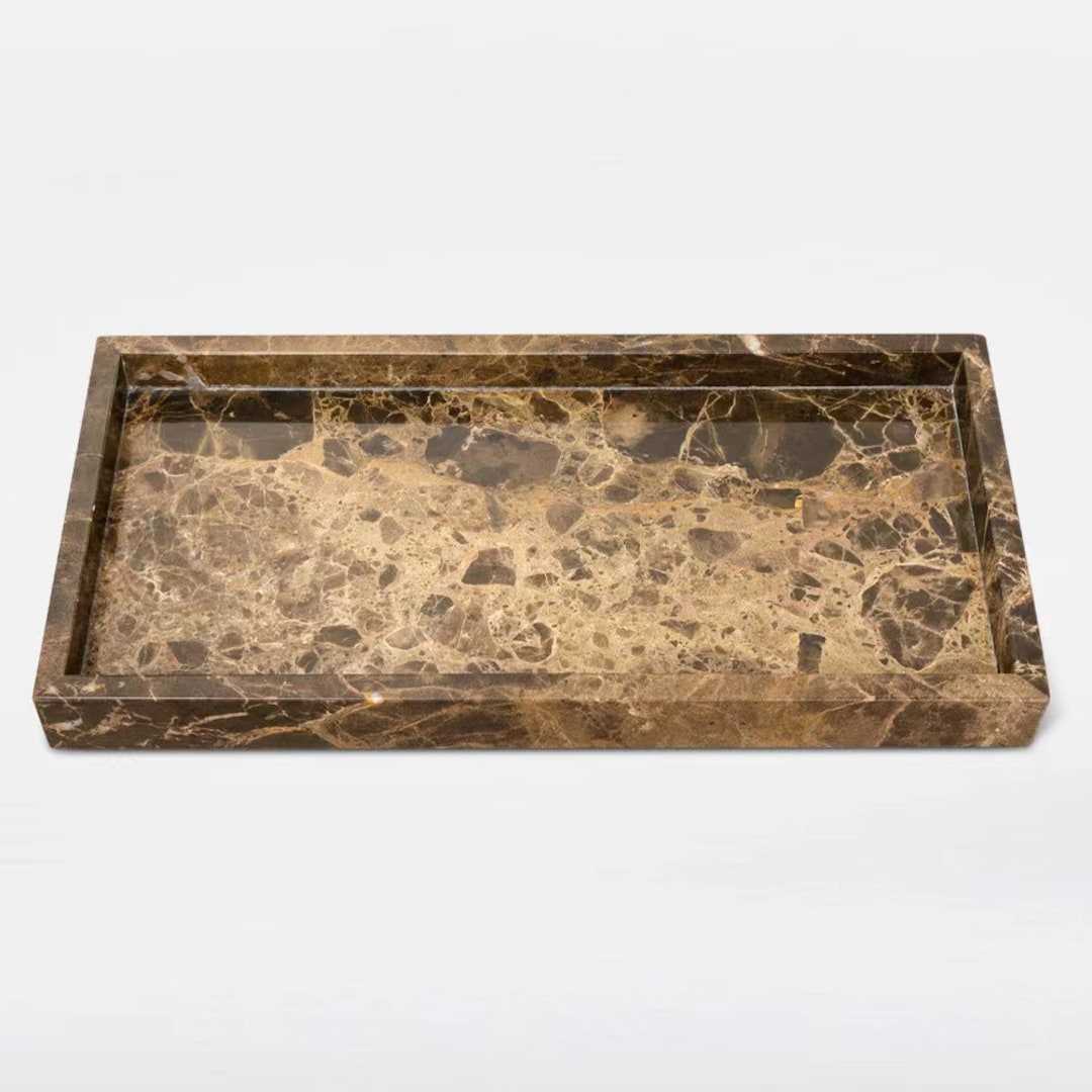 Natural Brown Marble Bathroom Tray - Etsy