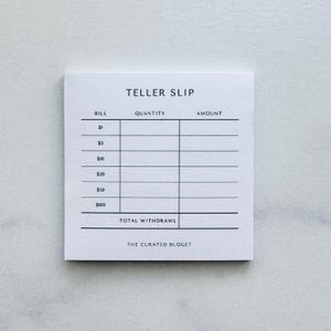 Teller Slip Notepad | Cash Stuffing & Budgeting