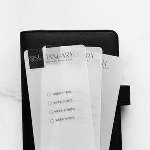Monthly Savings Challenge Trackers | 12 Month January - December | 1K 2.5K 5K 10K Cash Stuffing Inserts for Budgeting