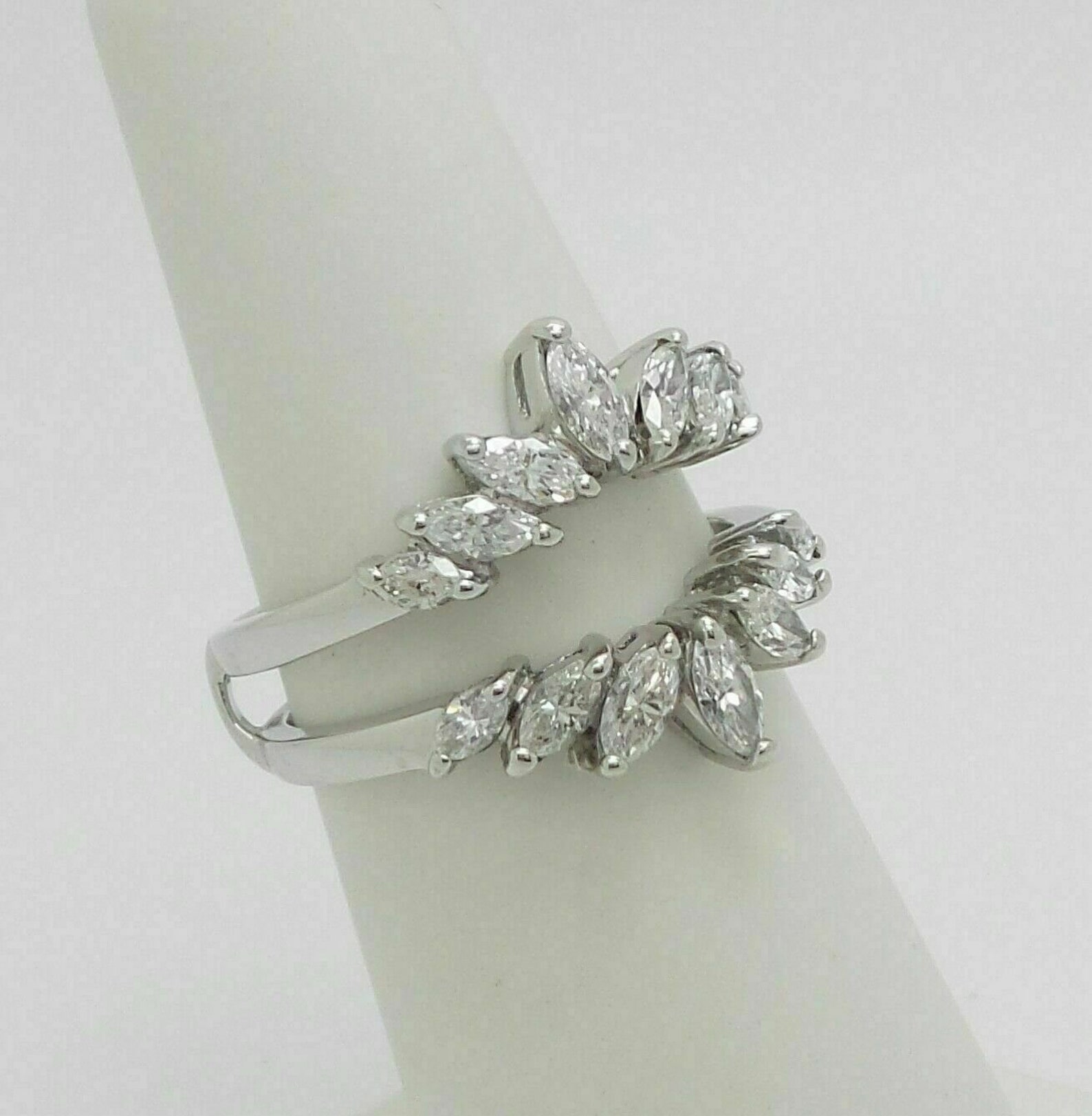 1.00CT Diamond Marquise Enhancer Ring 14K White Over Finish Etsy