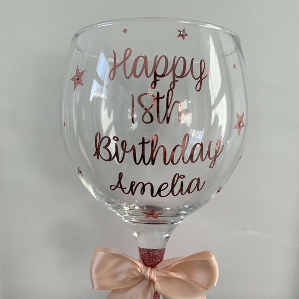 Personalised Gin Glass - Any Name - Birthday 18th 21st 30th 40th 50th