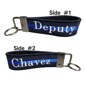 Deputy Keychain | Cop Gift | Law Enforcement | Thin Blue Line | Custom Keychain | Police Gift | Deputy Gift | Loop Keychain | Custom Key Fob