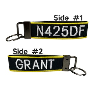 Custom Aircraft Tail Number Keychain | Pilot Keychain | Airplane Keychain | Custom Embroidered | Heavy Duty | Luggage Tag | Flight Bag Tag