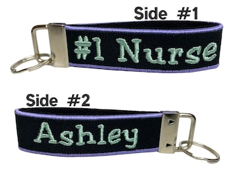Nurse Keychain | #1 Nurse | Nurse Gift | Hospital Staff | Custom Embroidered | Heavy Duty | Luggage Tag | Custom Bag Tag | Keychain Loop