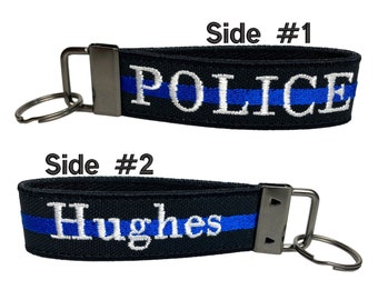 Custom POLICE Keychain | Cop Gift | Law Enforcement | Police Gift | Embroidered | Heavy Duty | Luggage Tag | Keychain Loop