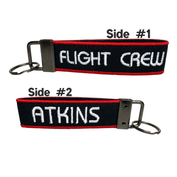 Flight Crew Keychain | Pilot Keychain | Flight Attendant Keychain | Custom Embroidered | Heavy Duty | Luggage Tag | Bag Tag | Keychain Loop