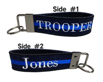 TROOPER Keychain | Cop Gift | Law Enforcement | Thin Blue Line | State Police | State Trooper | DPS | Heavy Duty | Bag Tag | Keychain Loop