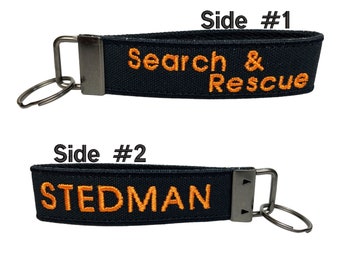 Custom Search and Rescue Keychain | SAR | Search & Rescue Gift | SAR Gift | Embroidered | Heavy Duty | Luggage Tag | Bag Tag | Keychain Loop