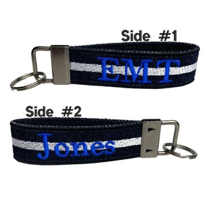 EMT Keychain | EMS Keychain | First Responder Gift | Paramedic | Medic | Custom Embroidered | Heavy Duty | Custom Bag Tag | Keychain Loop