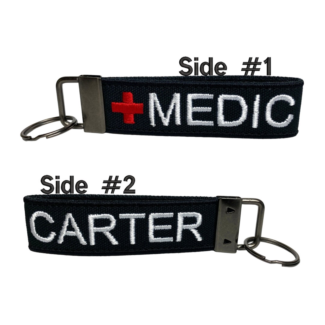 MEDIC Keychain EMS Keychain First Responder Gift Paramedic Embroidered