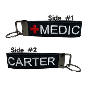 Custom MEDIC Keychain | EMS Keychain | First Responder Gift | Paramedic | Embroidered | Heavy Duty | Luggage Tag | Keychain Loop