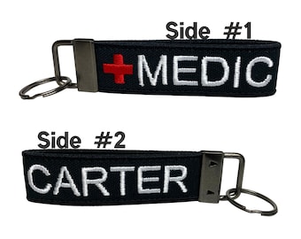 Custom MEDIC Keychain | EMS Keychain | First Responder Gift | Paramedic | Embroidered | Heavy Duty | Luggage Tag | Keychain Loop