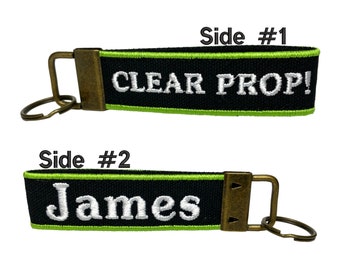 Pilot Keychain | Clear Prop! Keychain | CFI | Custom Embroidered | Heavy Duty | Luggage Tag | Custom Bag Tag | Keychain Loop