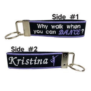 Custom Dancer Keychain | Dance Life | Dance Team | Custom Embroidered | Heavy Duty | Luggage Tag | Custom Bag Tag | Keychain Loop