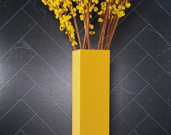 Yellow Vase - Tall Square Matte  | Home Decoor | Tall Box Vase | Wedding, Event or Party Decor | Flower Vase | Centerpiece