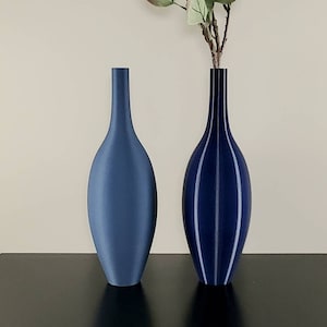 12 to 19 inch Tall Matte Navy Blue Modern Nordic Vase image 1