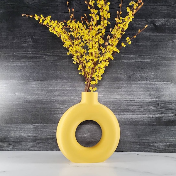 Yellow Flower Vase Etsy