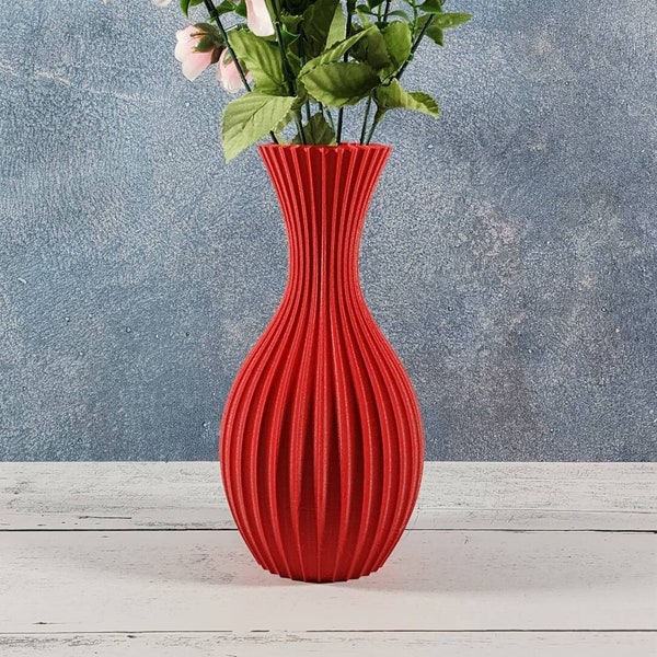 Red Vase Matte Striped Cute Mini Boquet Vase | Desk Vase | Home Decor | Centerpiece | Nosegay Vase | Table Vase