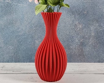 Red Vase Matte Striped Cute Mini Boquet Vase | Desk Vase | Home Decor | Centerpiece | Nosegay Vase | Table Vase