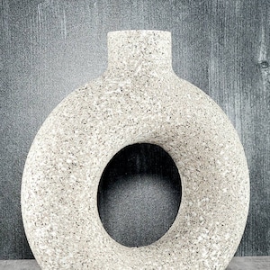 Rough Textured White/Tan/Black Tall and Large Nordic Vase 6/8/9/10 nch Home Decor | Donut Vase | Flower Vase Small or Large Circular Vase