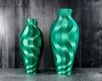 8 inch to 15 inch Tall Twirl Green Vase | Flower Vase | Home Decor | Party Decor | Wedding | Special Event | Christmas Decor