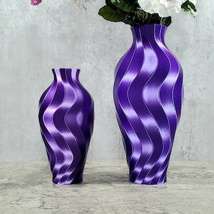 8 inch to 15 inch Tall Twirl Purple Vase | Flower Vase | Home Decor | Party Decor | Wedding | Special Event