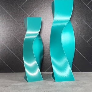 Tall Geometric Teal Vase or Centerpiece Modern and Unique  Flower Vase  Table Centerpiece Home Decor Statement Piece