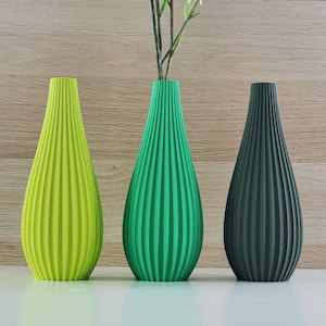 Matte Green Modern Rippled Bud Vase | Desk Vase | Home Decor | Olive and Lime Green | Flower Vase