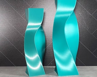 Tall Geometric Teal Vase or Centerpiece Modern and Unique  Flower Vase  Table Centerpiece Home Decor Statement Piece
